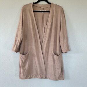 Philosophy Republic Pink Open Front Cardigan Pockets Women's Size Large